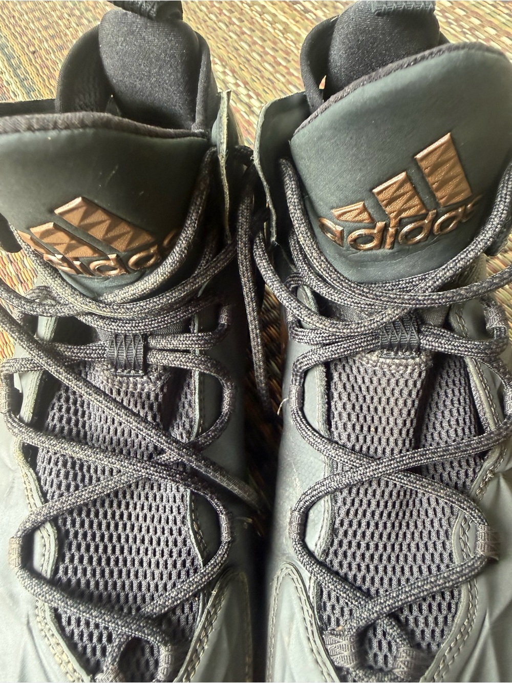 adidas Kids Black Sneakers with Bronze Logo Accents